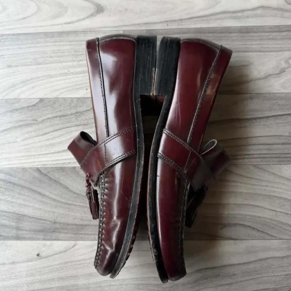 Vintage Cole Haan Burgundy Leather Tassel Loafers Men's 12M